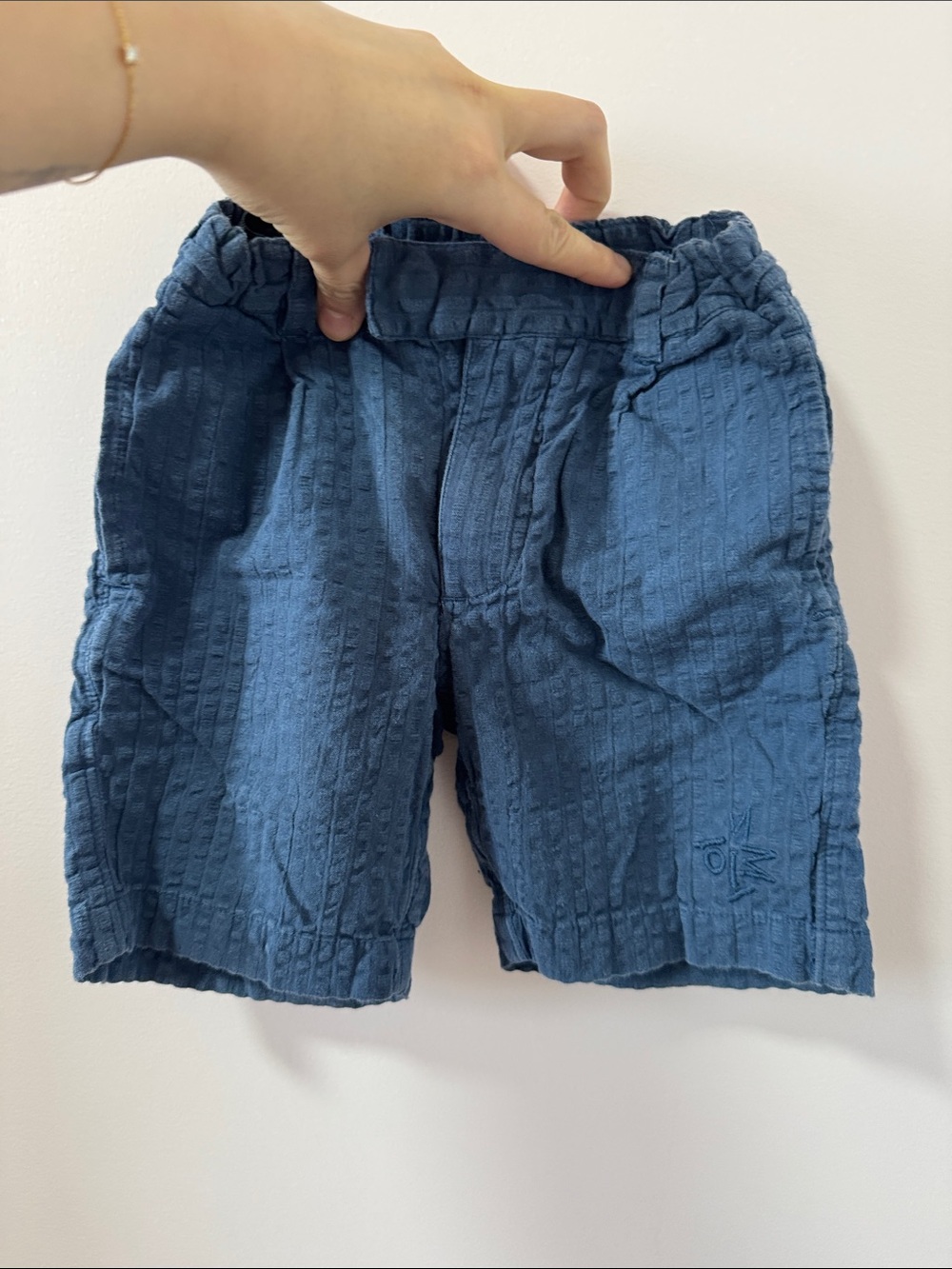 Molo Navy Blue Textured Cotton Kids Shorts